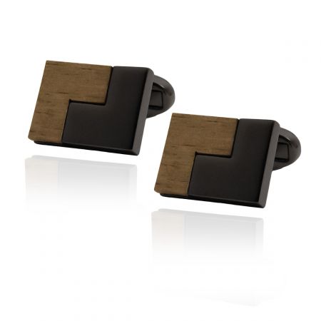 Gunmetal and Wood Accent Cufflinks