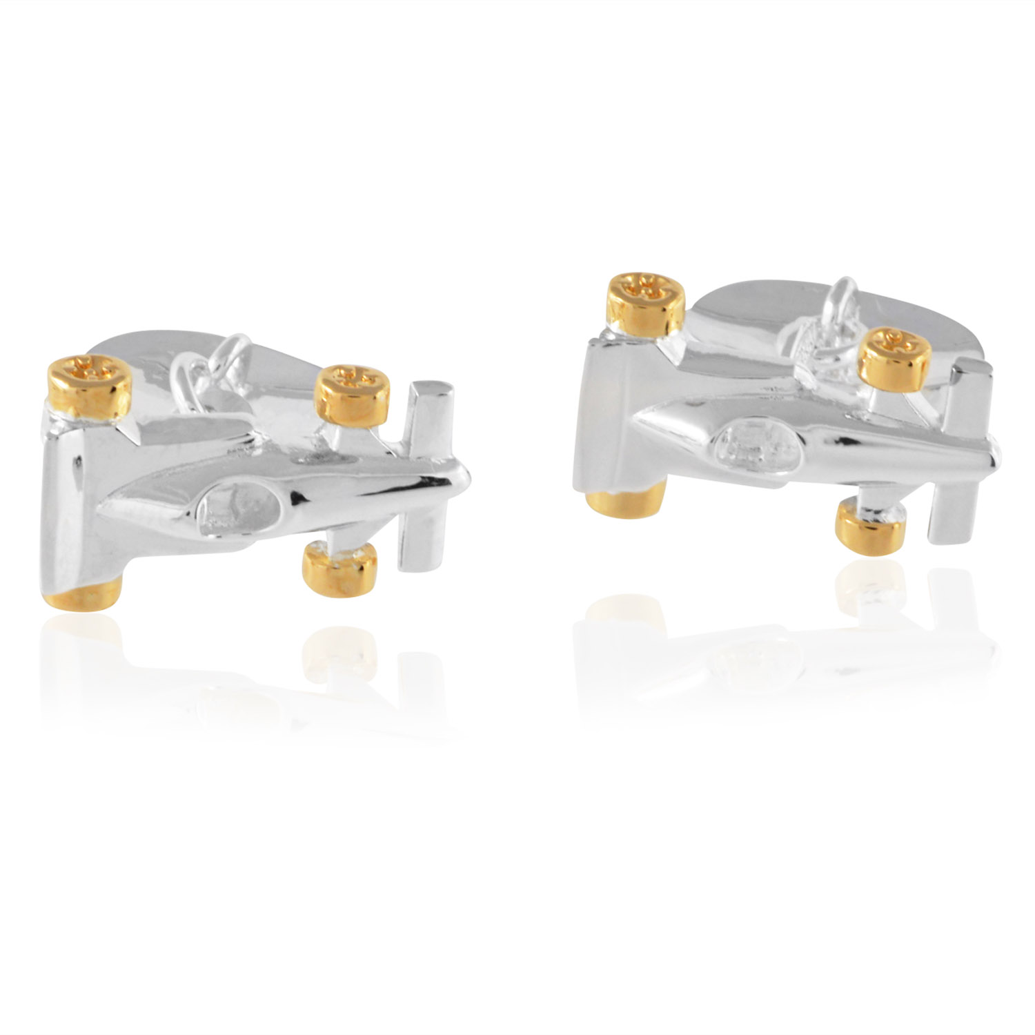 Sterling Silver Racing Car /& Flag Cufflinks Tie Clip Box Set