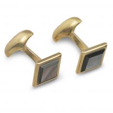 Black Mother of Pearl Matte Gold Cufflinks