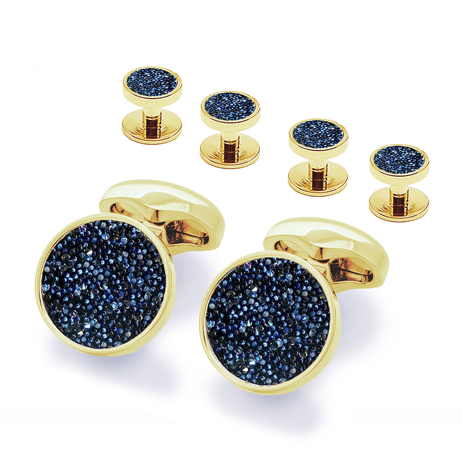 Blue Moondust Gold Stud Set: Cufflinks Depot