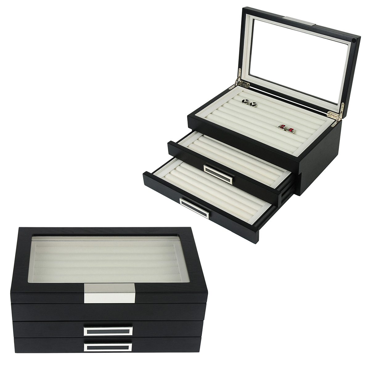 cufflink storage box Black branded cufflink display box