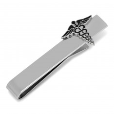 Enameled Silver Doctor Medical Caduceus Tie Clip