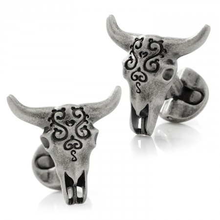 Antique Stainless Steel Carved Cow Skull