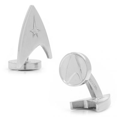 Silver Star Trek Delta Shield Cufflinks