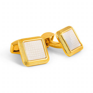 Gold Textured White MOP Cufflinks