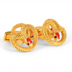Gold and Red Enamel Snake Cufflinks