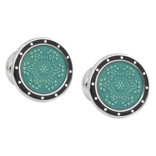 Teal French Floral Cufflinks