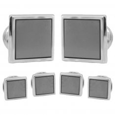 Square Hematite Stone Stud Set