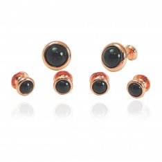 Onyx and Rose Gold Stud Set