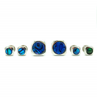 Blue Abalone Rounded Square Stud Set