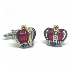 Red King Charles III Coronation Crown Cufflinks