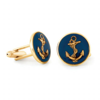Gold Enamel Anchor Cufflinks