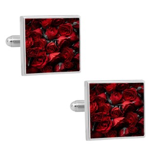 Rockyu Flower Engraving Cufflinks For Men - Pink Gold Round Gear Design For Weddings & Work