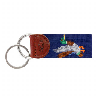 Mallard Needlepoint Key FOB in Navy