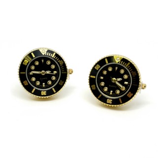 Black and Gold Working Watch Cufflinks