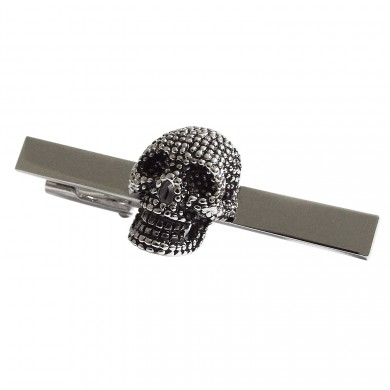 Rhodium Skull Tie Clip