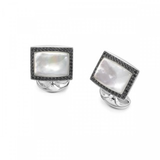 Sterling Silver Edge Mother Of Pearl Cufflinks