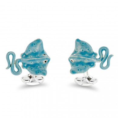 Blue Stingray Sterling Cufflinks