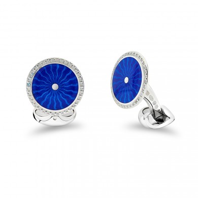 Blue Enamel Sterling Silver Cufflinks