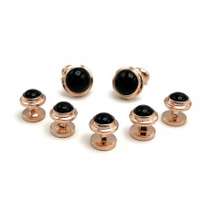 Black Agate 18KT Rose Gold Five-Stud Set