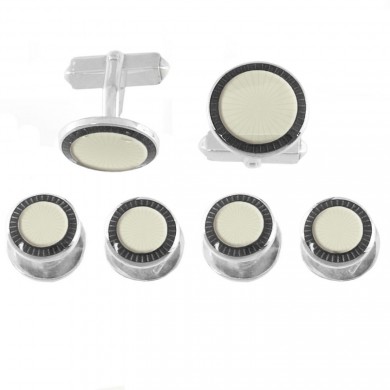 Sterling Silver And Ivory Sunburst Stud Set