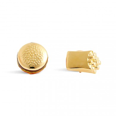 Gold Burger and Fries Cufflinks