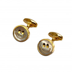 Gold and Mother of Pearl Smiley Face Cufflinks