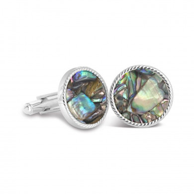 Abalone Shell Sterling Hamptons Rope Cufflinks