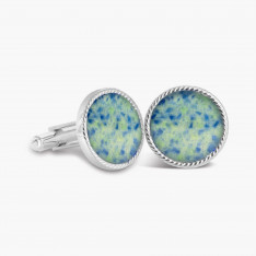 Blue and Green Hamptons Sea Glass Sterling Rope Cufflinks