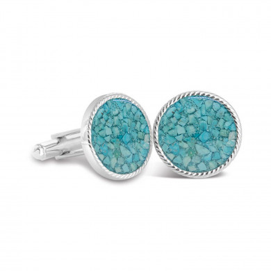 Hamptons Turquoise Sterling Rope Cufflinks