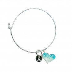 Tilted Heart Turquoise Gradient Bangle