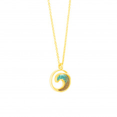 Vermeil Turquoise Florida Shells Gradient Wave Necklace