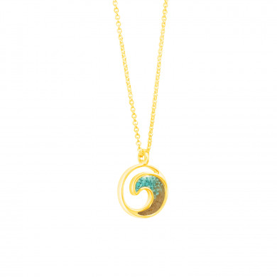 Vermeil Turquoise Florida Shells Gradient Wave Necklace