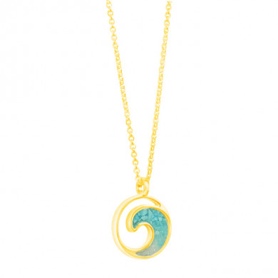 Gold Explorer Wave Turquoise Gradient Necklace