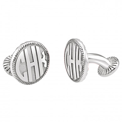 Sterling Silver Carved Monogram Cuff Links