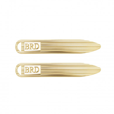 10K Yellow Gold Textured Monogram Collar Stay