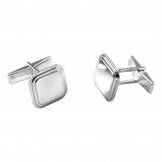 Stepped Rounded Square Sterling Silver Cufflinks