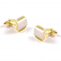 Two-Tone Ribbed Engravable Cufflinks