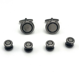 Antique Silver Brushed Round Stud Set