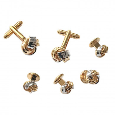 Silver and Gold Knot Stud Set