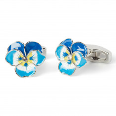 Blue Enameled Pansy Cufflinks
