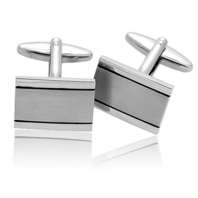 Black Stripe Engravable Cufflinks