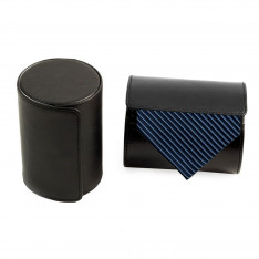 Black Leather Travel Case and Blue Tie