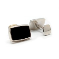 Black Enamel Engravable Cufflinks