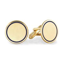 Blue Border Gold Round Cufflinks
