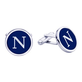 Blue Round Engravable Cufflinks