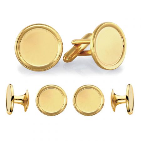 Engravable Gold Studs and Cufflinks Set Engravable Gold Studs and Cufflinks Set