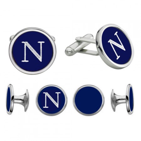 Engravable Silver Studs and Cufflinks Set