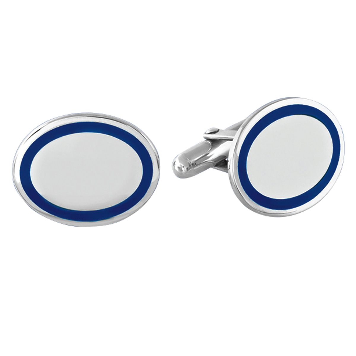 Sterling Oval Blue Engraved Cufflinks Cufflinks Depot
