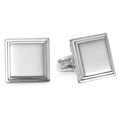 Stainless Steel Square Stepped Edge Cufflinks